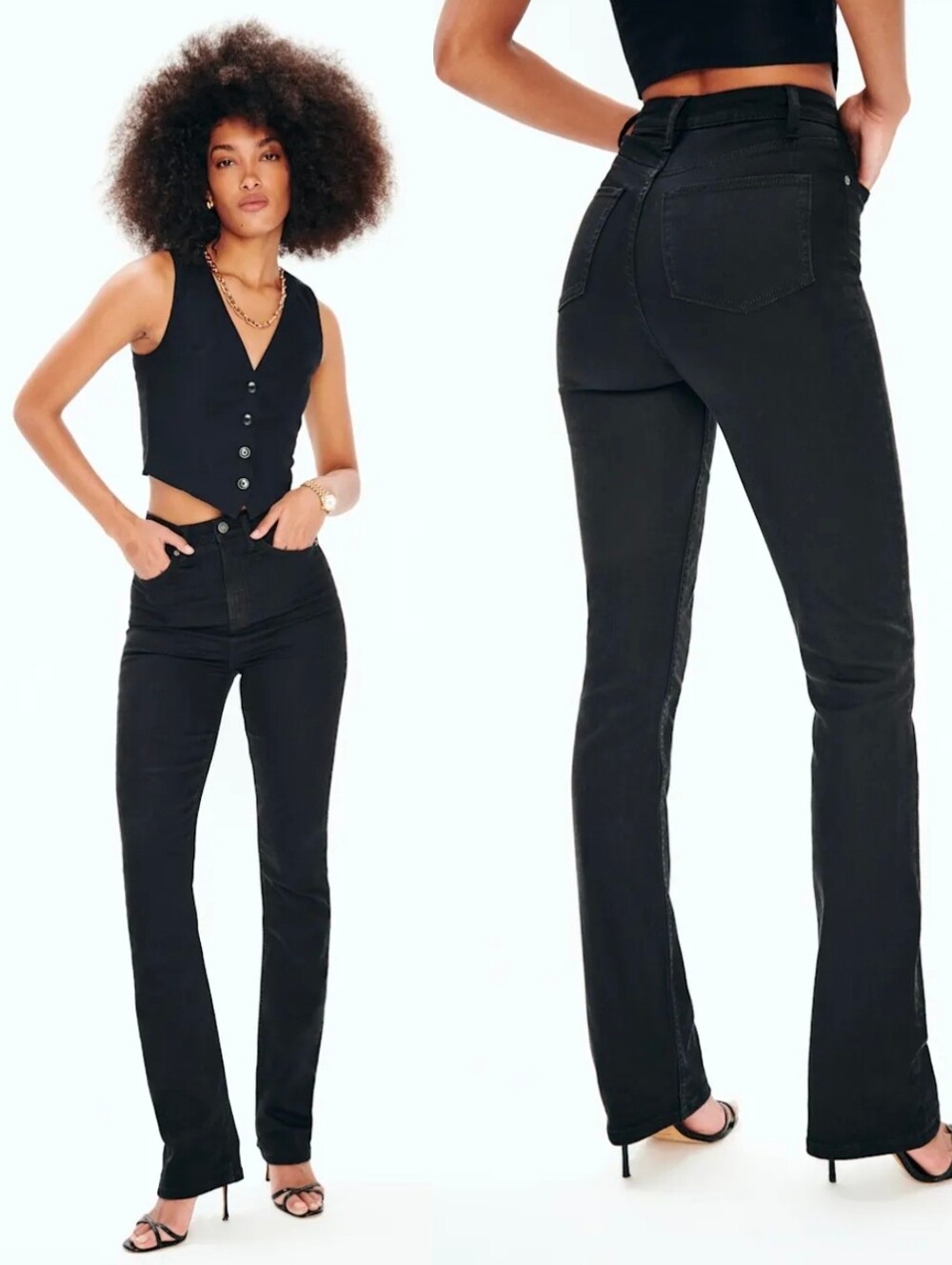 REFORMATION Black Wynn Ultra High Rise Slim Straight Jeans